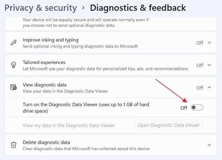 windows 11 turn on diagnostic data viewer