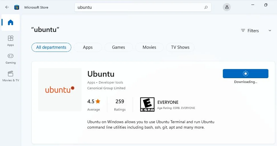 windows store ubuntu distro app para wsl