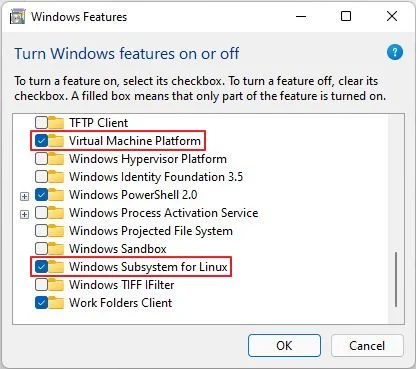 subsistema windows para linux característica opcional