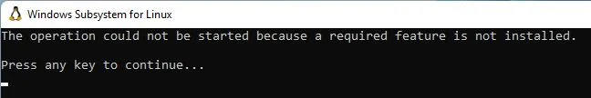 falta la característica requerida de windows wsl