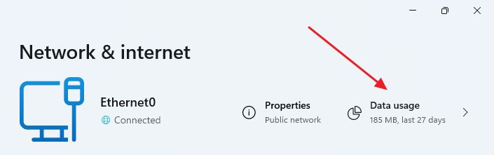 windows 11 network data usage summary