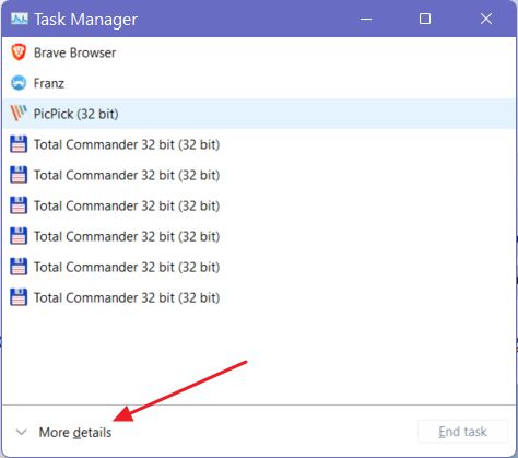 Task Manager mehr Details