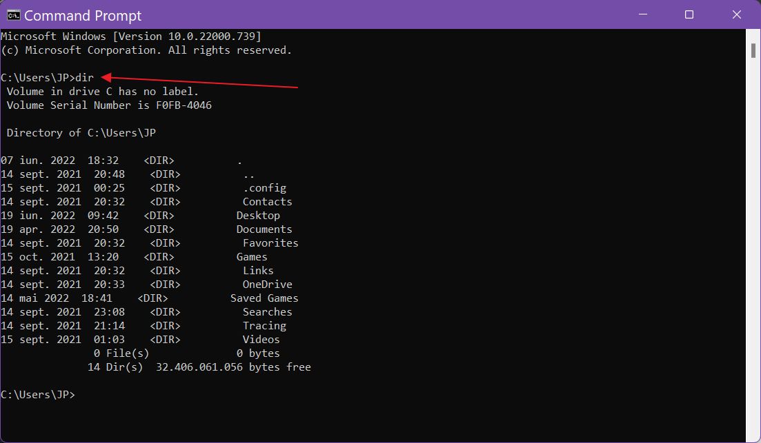 command prompt cmd list directory contents
