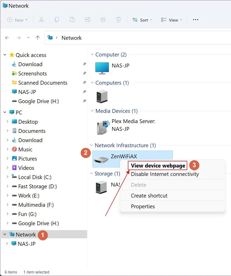 acess asus router interface from network