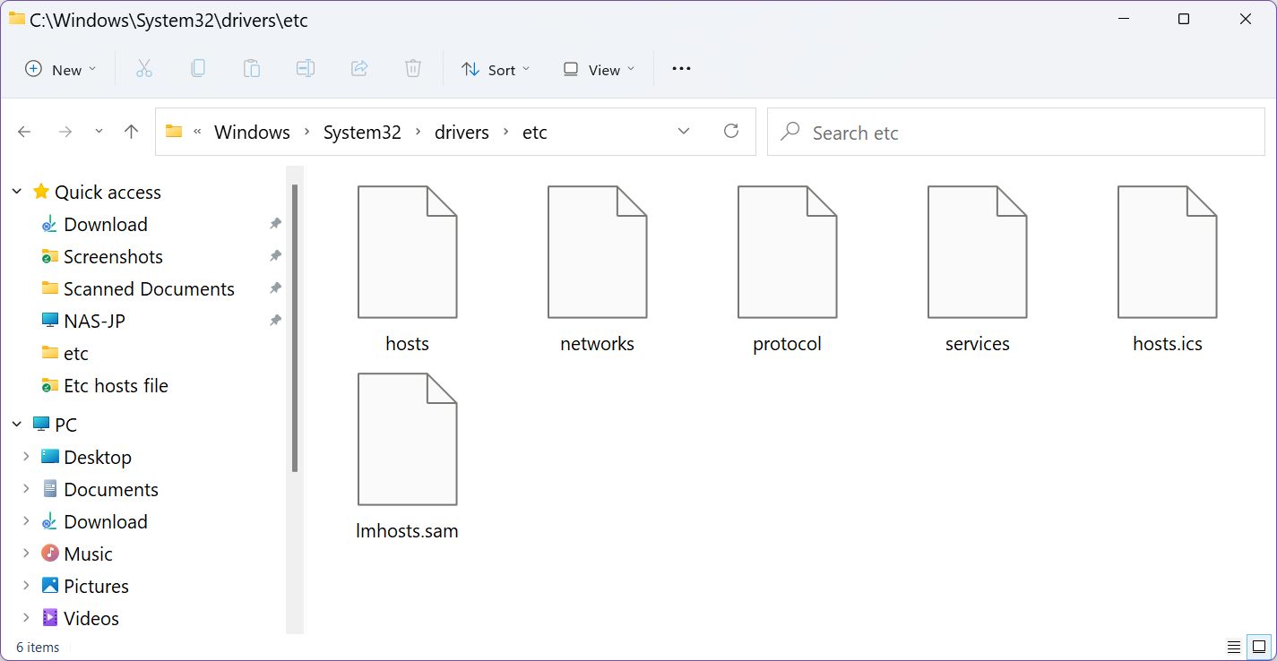 Emplacement du fichier etc hosts Dossier Windows