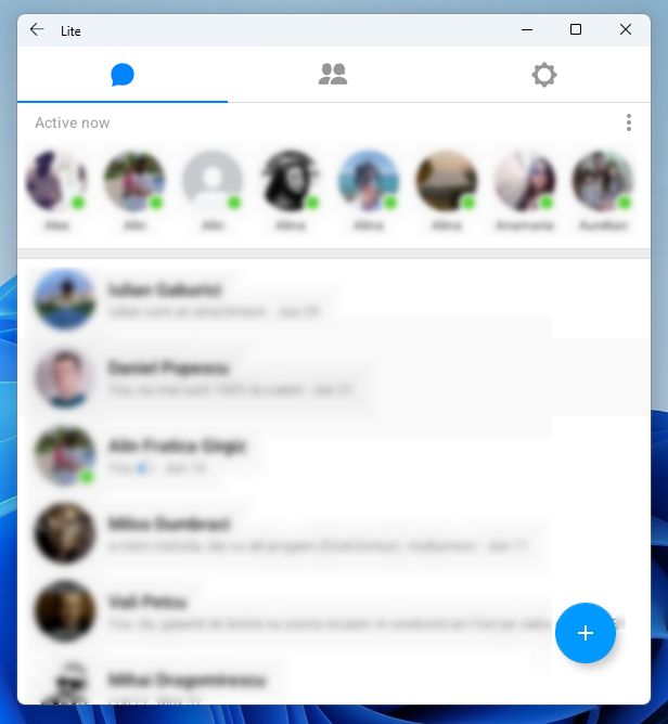windows 11'de çalişan facebook messenger lite android uygulamasi