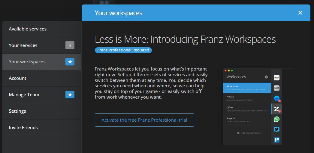 franz workspaces