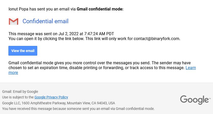 gmail confidential email contents