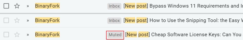 gmail muted conversation label