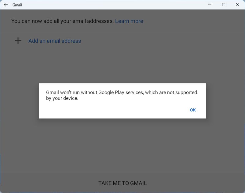 gmail'in google play hizmetlerine ihtiyacı var