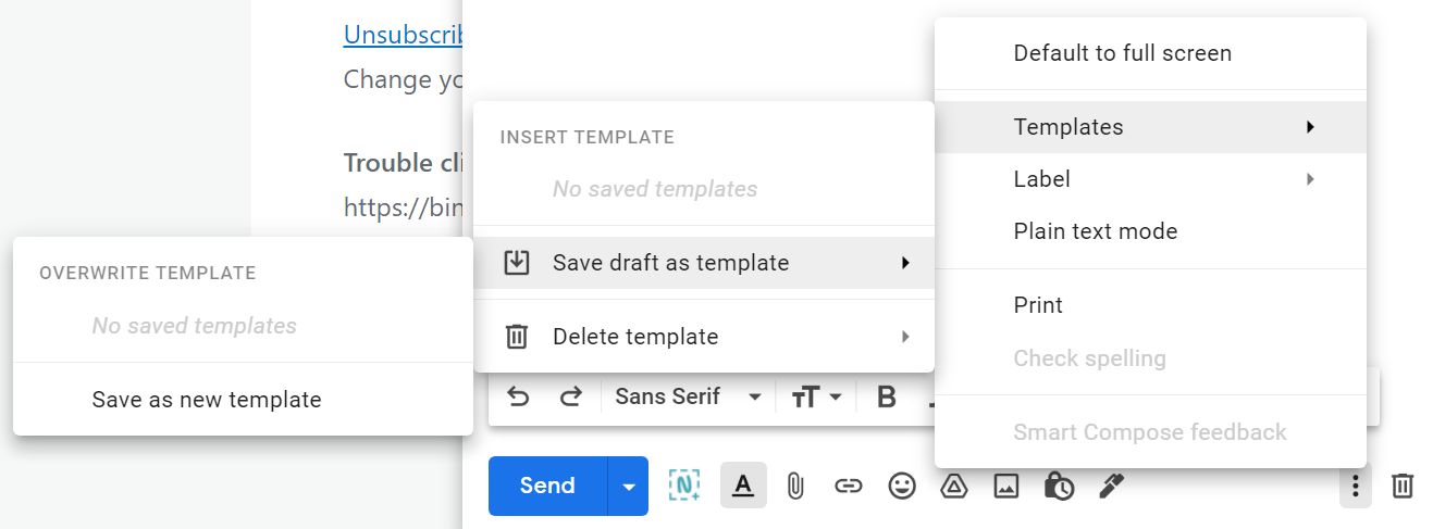gmail templates save delete