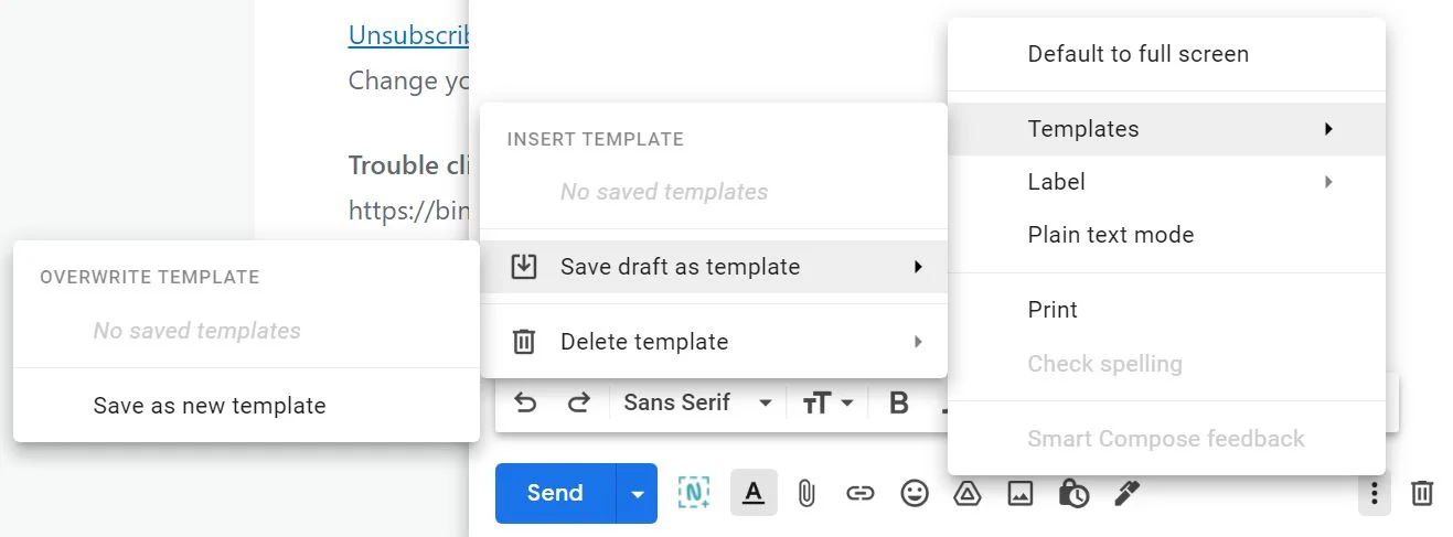 gmail templates save delete