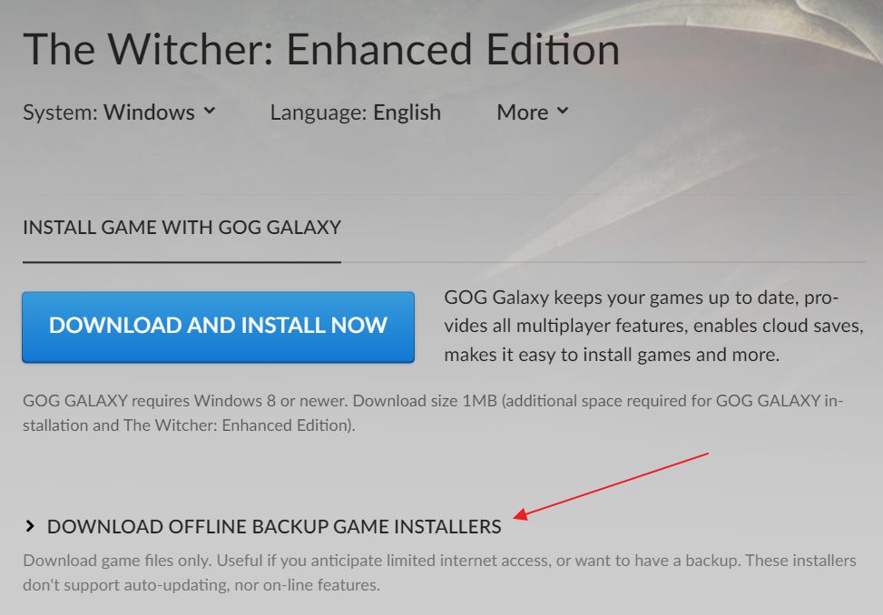 gog download offline installer
