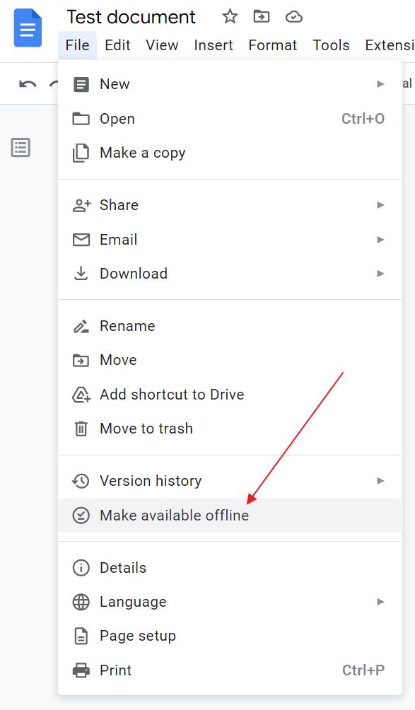 google docs make single document available offline