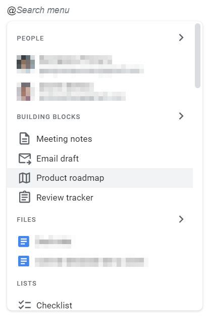 google docs quick access menu