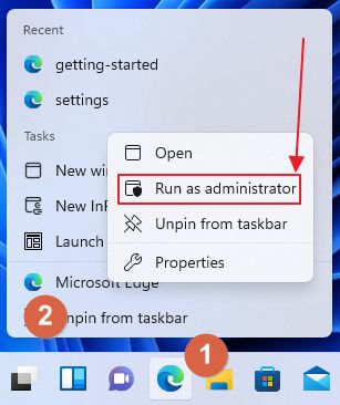 run as administrator taskbar icon