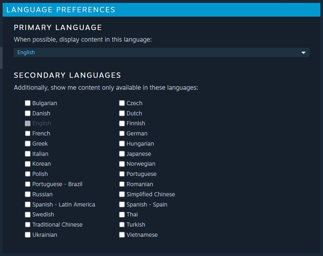 steam restrict showing apps with specific language content