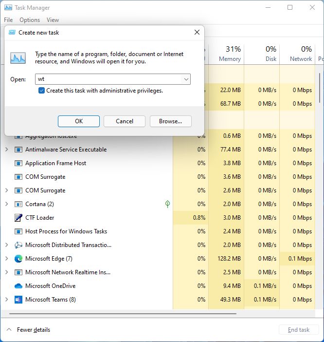 task manager create task with administrative privileges