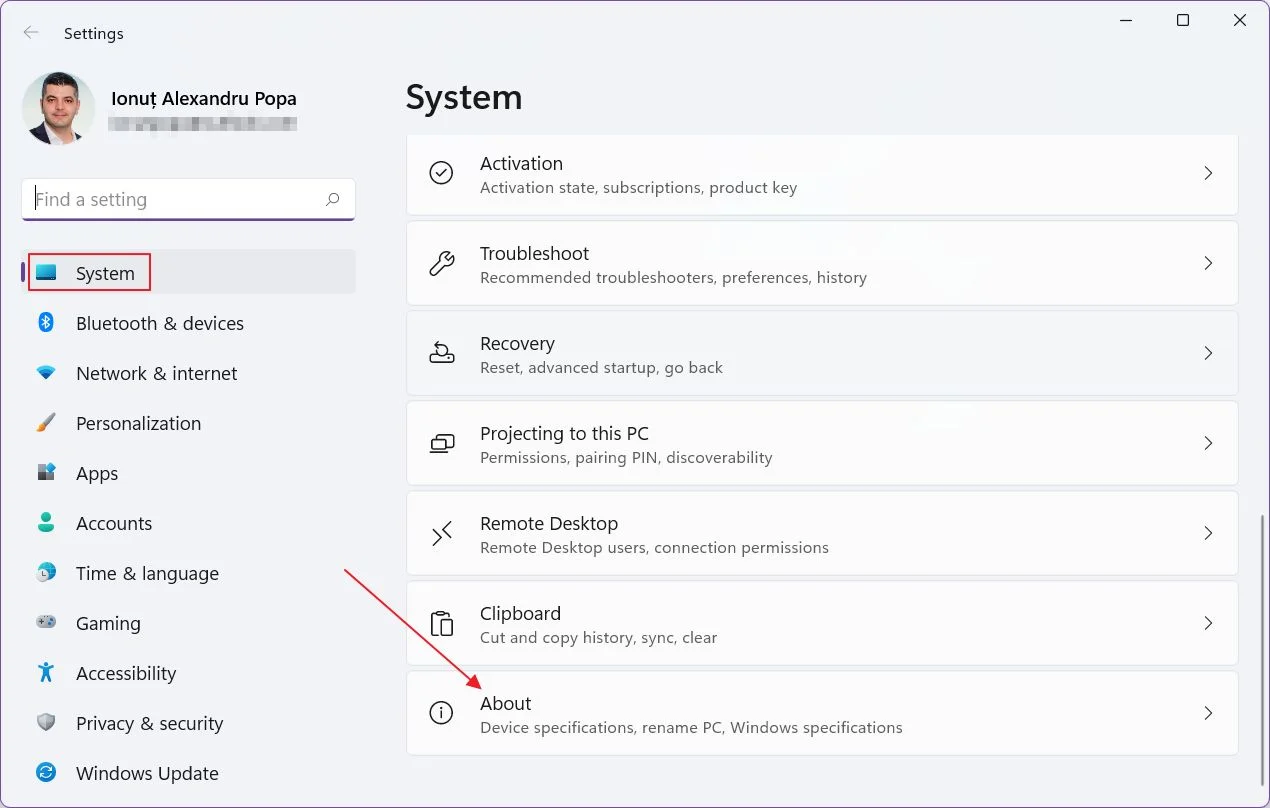 windows 11 settings system about