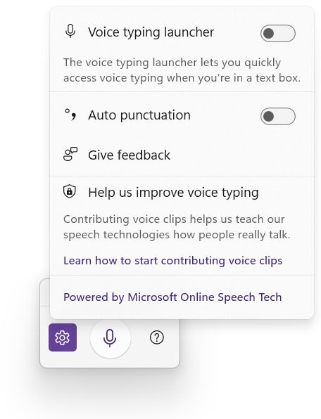 windows 11 voice typing popup settings