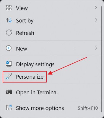windows contextual menu personalize option