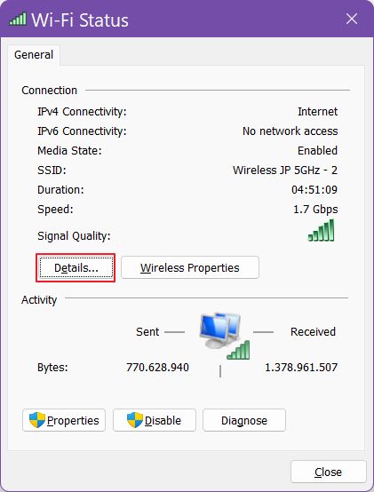 Windows Systemsteuerung Wifi-Status