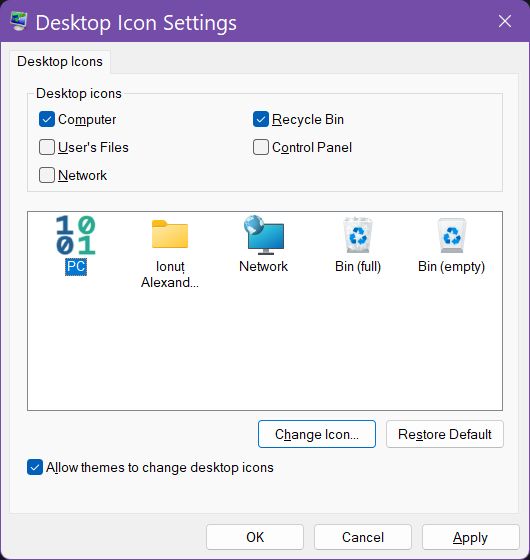 windows desktop icon changed