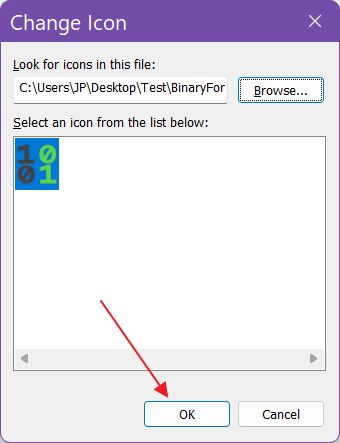 windows new shortcut icon selected