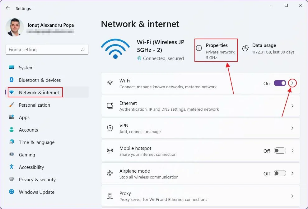 windows settings network and internet