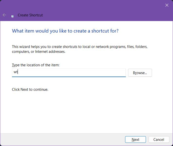 windows terminal create shortcut