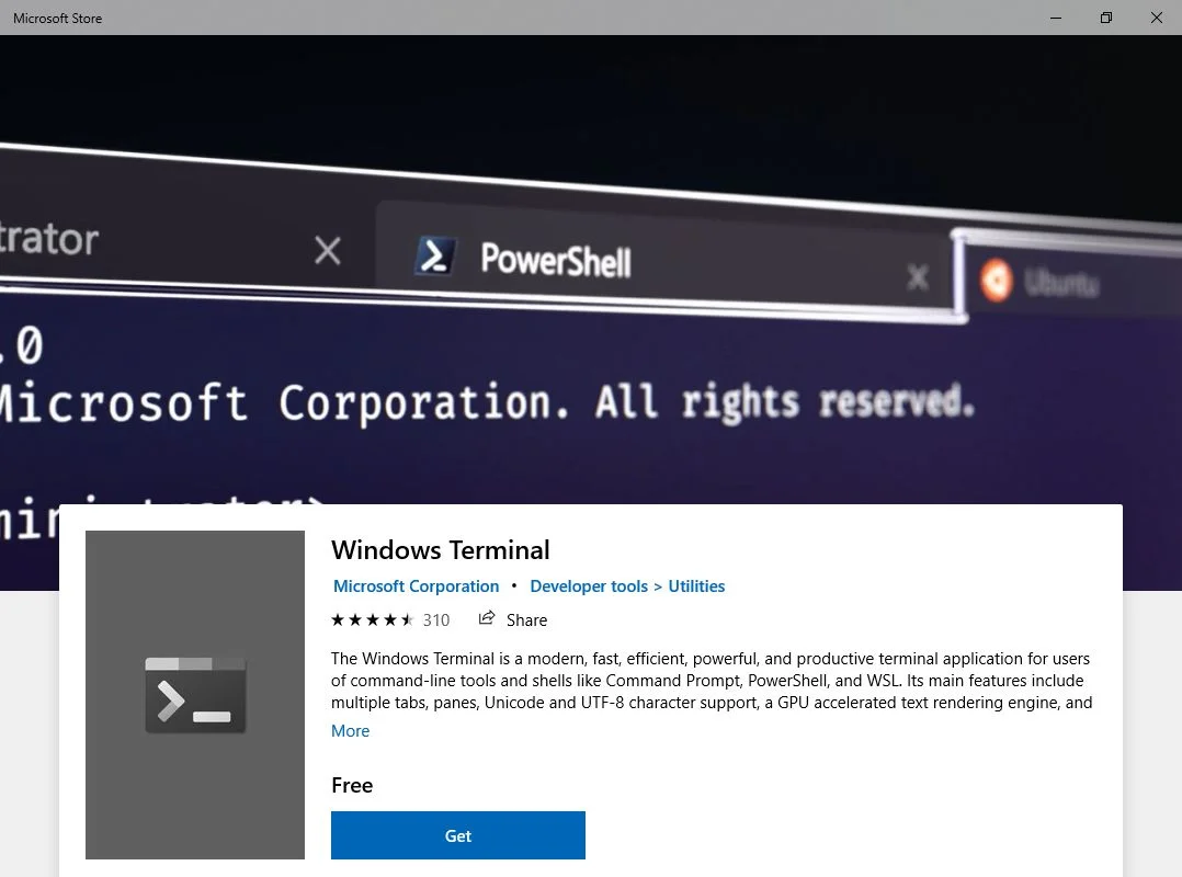 microsoft mağazasından windows terminal kurulumu
