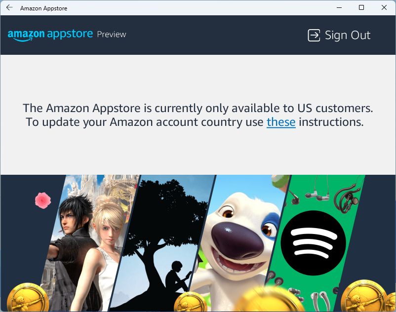wsa amazon appstore unavailable outside us
