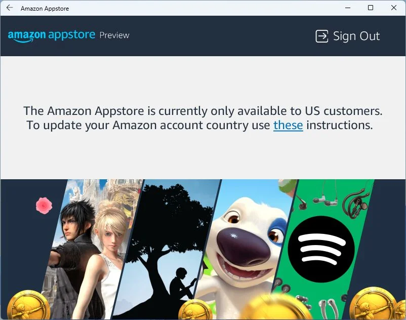 wsa amazon appstore indisponível fora dos EUA