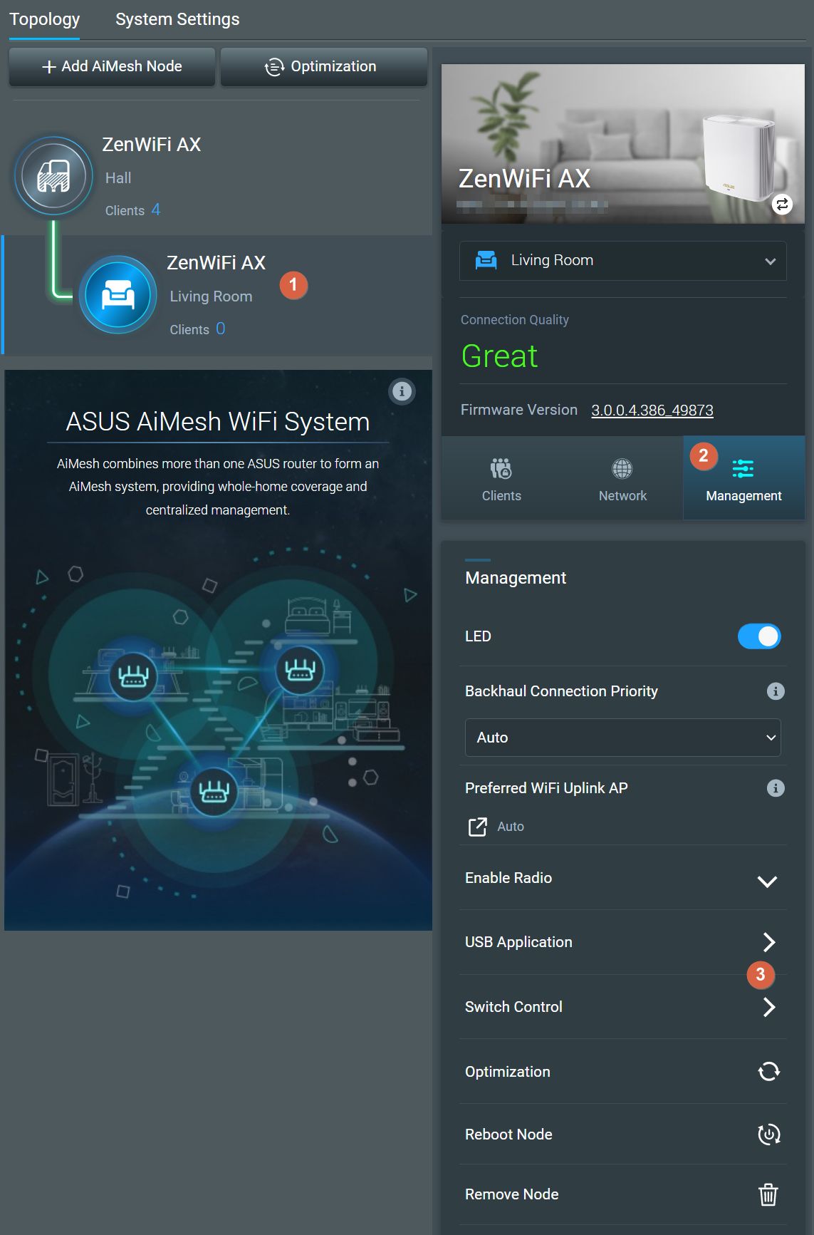 asus aimesh node settings