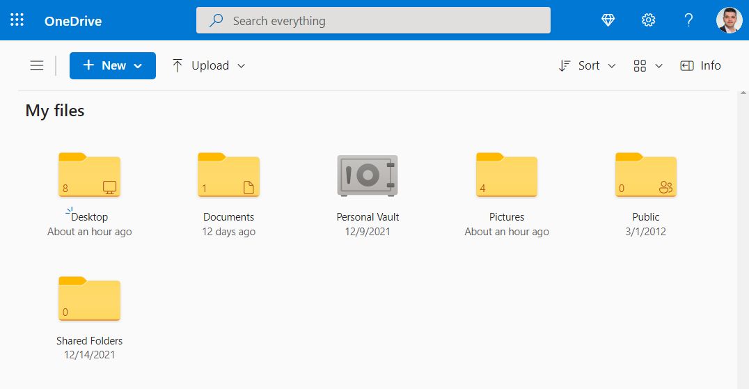onedrive cloud stored files and folders