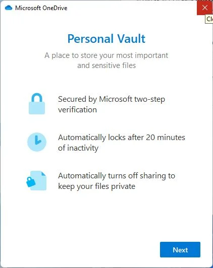 onedrive personal vault