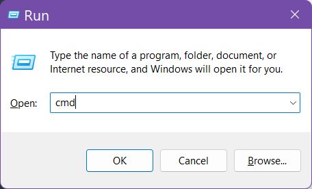 open comand prompt from run dialog window