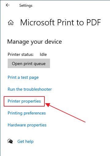windows 10 printer properties