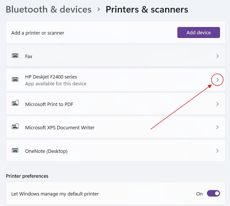 windows 11 manage printer