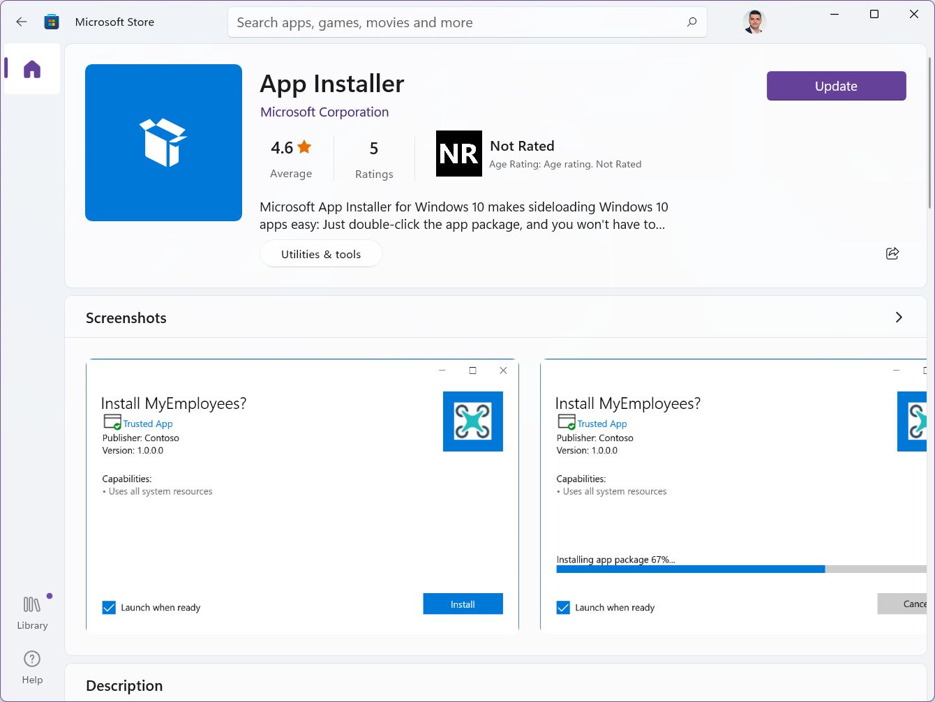 windows package manager microsoft store app installer