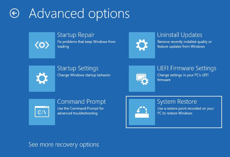 windows recovery system restore