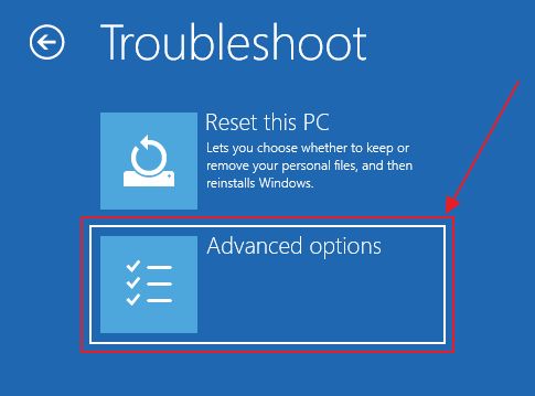 windows recovery troubleshoot advanced options