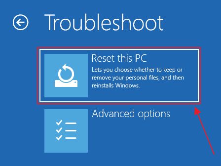 windows recovery troubleshoot reset pc