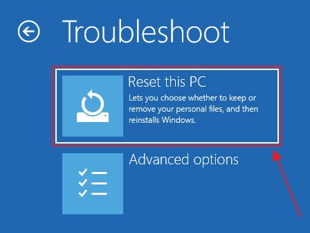 Windowsの回復 トラブルシューティング PCをリセットする