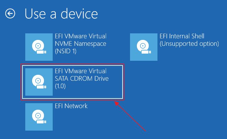 WindowsのリカバリーはデバイスCDROMを使用する