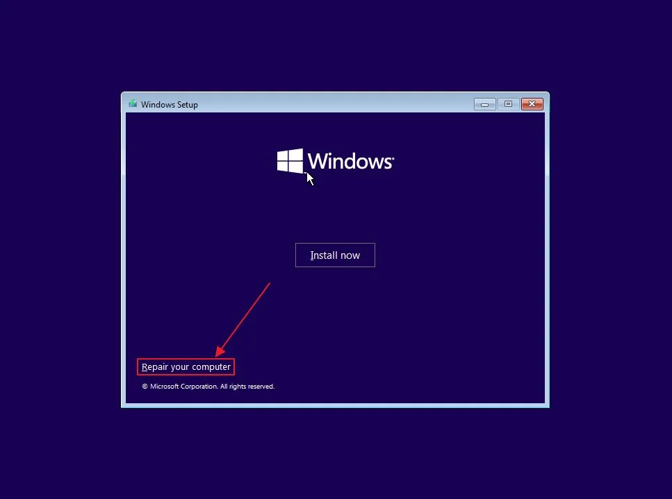 instalação do windows repara o teu computador