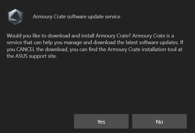 servizio di aggiornamento software asus armourycrate