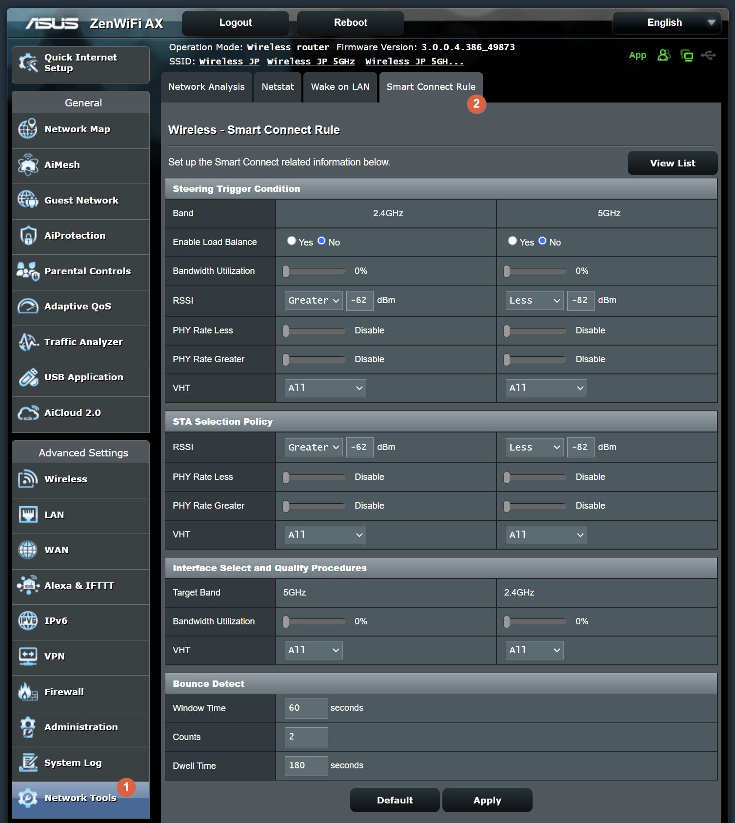 asus smart connect reglas avanzadas