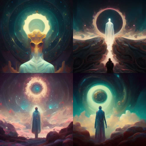 midjourney il dio di un universo vuoto collage