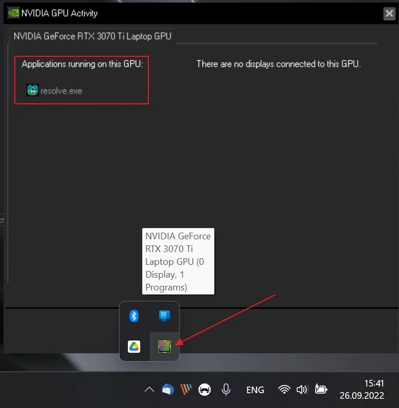 nvidia gpu activity apps running on this gpu